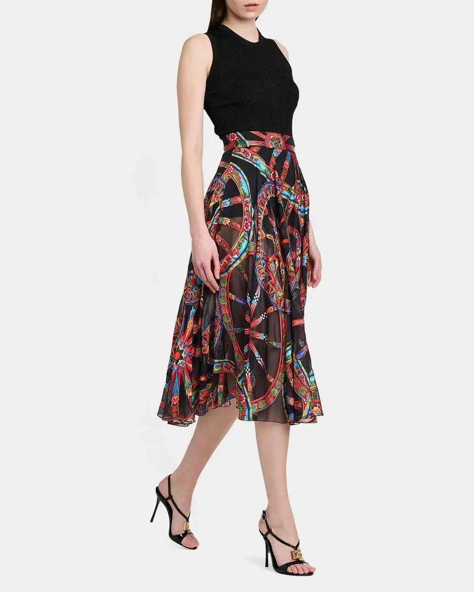 Dolce & Gabbana Geometric Silk-Blend Pleated Midi-Skirt | Thumbnail 2 Dolce & Gabbana Geometric Silk-Blend Pleated Midi-Skirt | Thumbnail 2