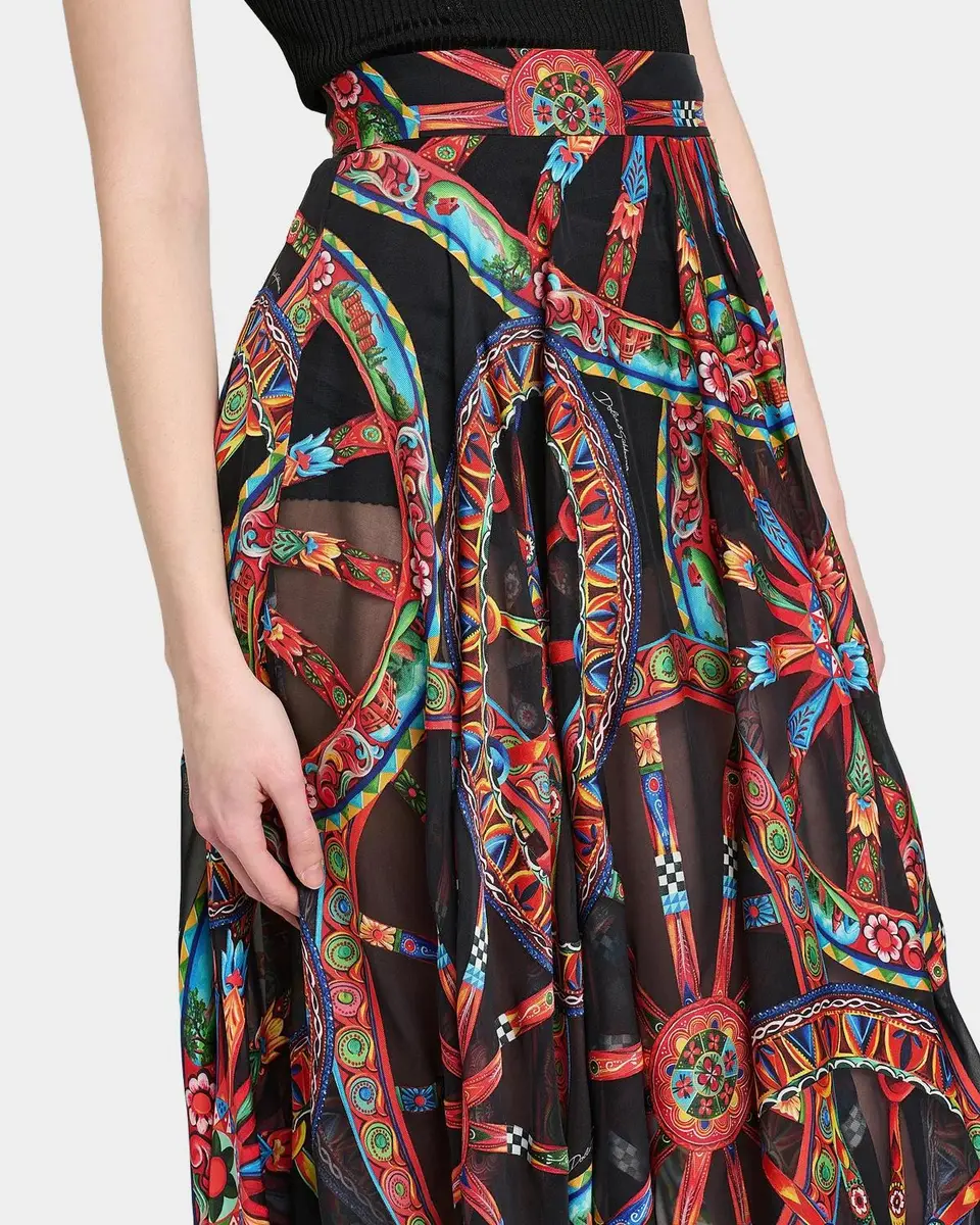 Dolce & Gabbana Geometric Silk-Blend Pleated Midi-Skirt | Thumbnail 3 Dolce & Gabbana Geometric Silk-Blend Pleated Midi-Skirt | Thumbnail 3