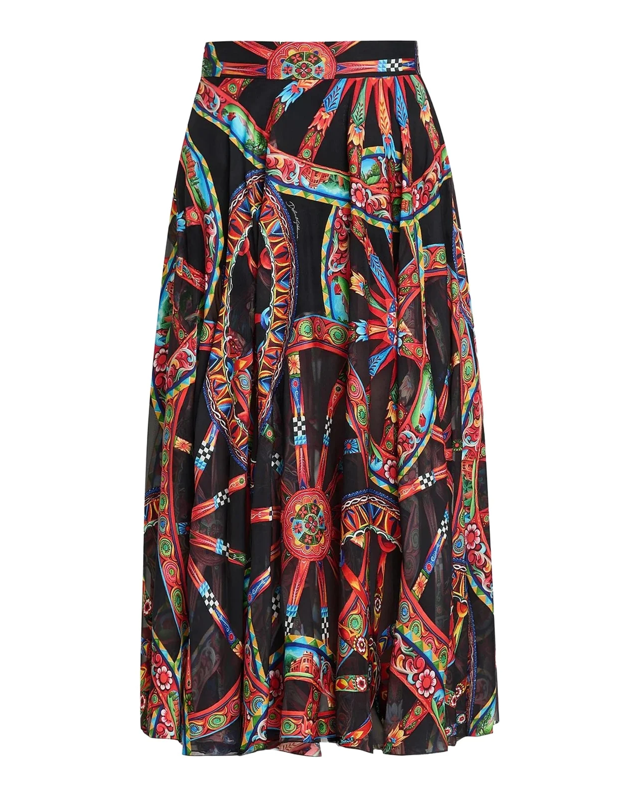 Geometric Silk-Blend Pleated Midi-Skirt Geometric Silk-Blend Pleated Midi-Skirt