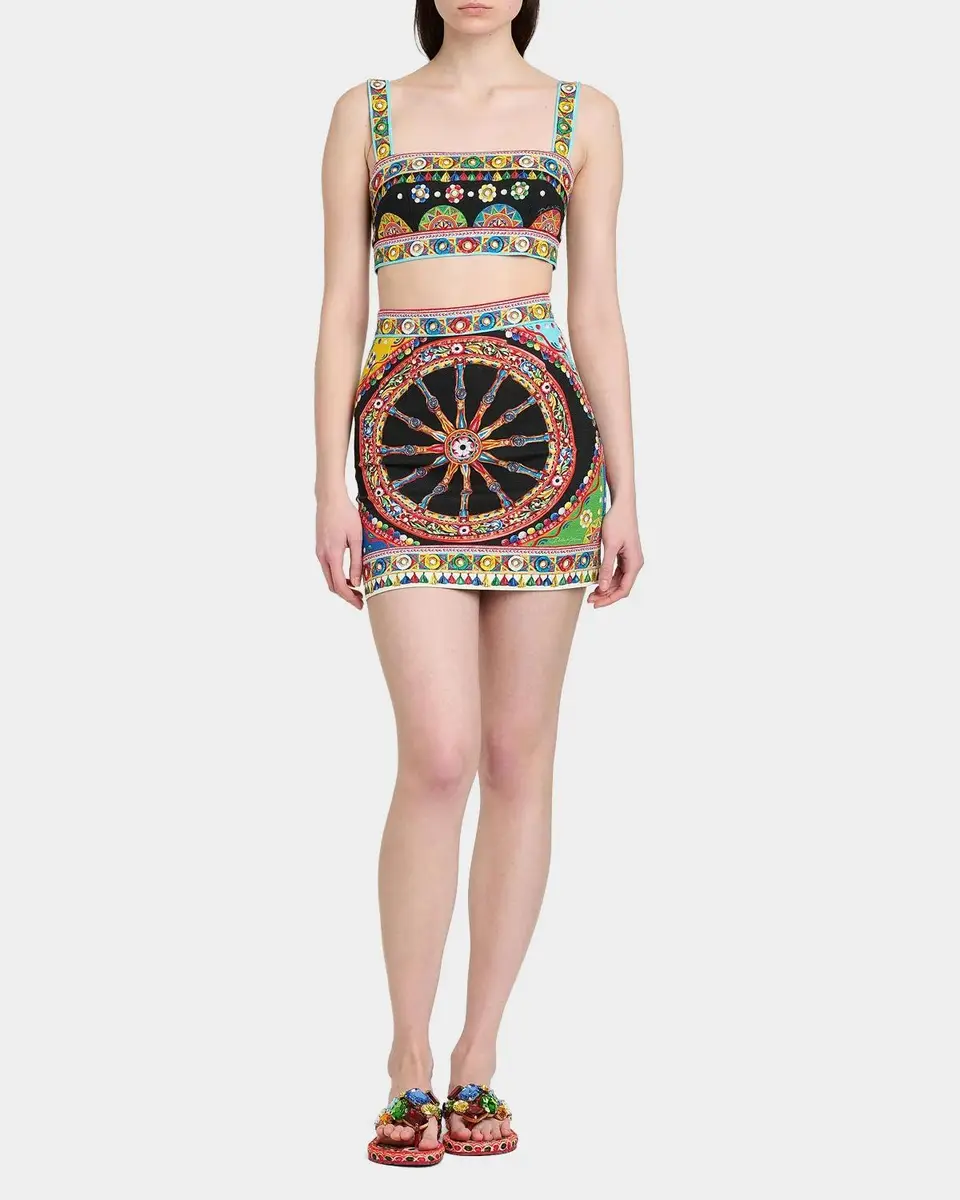 Dolce & Gabbana Printed Stretch Cotton Mini Skirt | Thumbnail 2 Dolce & Gabbana Printed Stretch Cotton Mini Skirt | Thumbnail 2