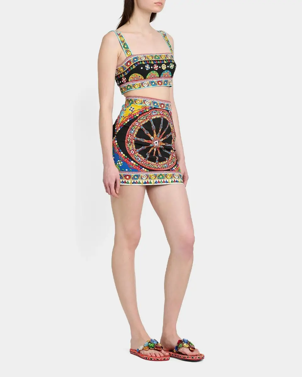 Dolce & Gabbana Geometric Stretch-Cotton Crop Top | Thumbnail 4 Dolce & Gabbana Geometric Stretch-Cotton Crop Top | Thumbnail 4
