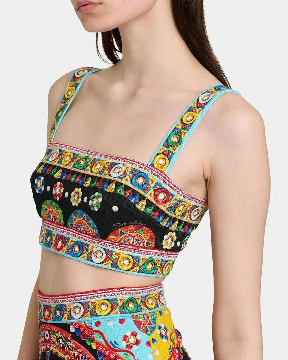 Dolce & Gabbana Geometric Stretch-Cotton Crop Top | Thumbnail 5 Dolce & Gabbana Geometric Stretch-Cotton Crop Top | Thumbnail 5