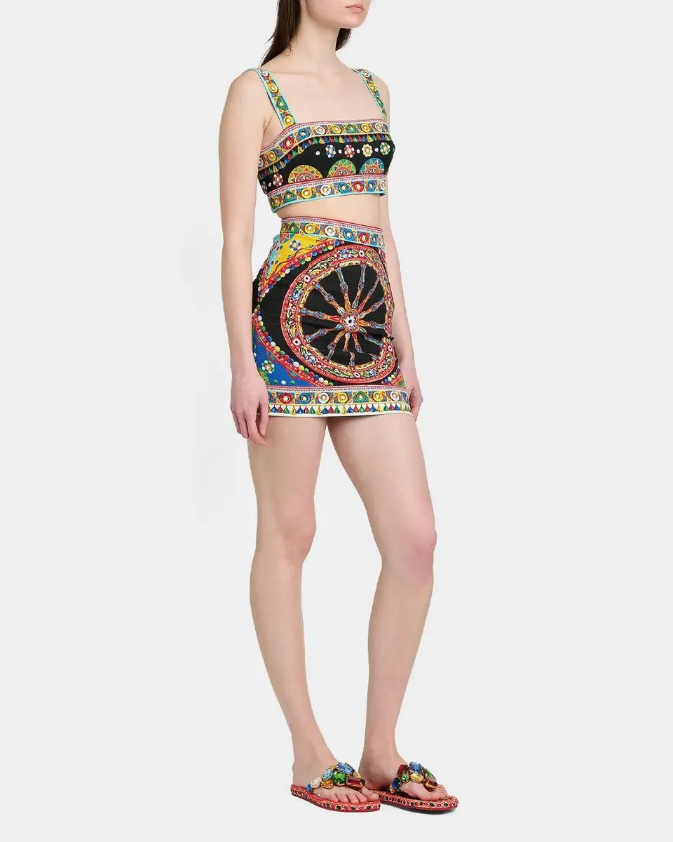 Dolce & Gabbana Geometric Stretch-Cotton Crop Top | Thumbnail 6 Dolce & Gabbana Geometric Stretch-Cotton Crop Top | Thumbnail 6
