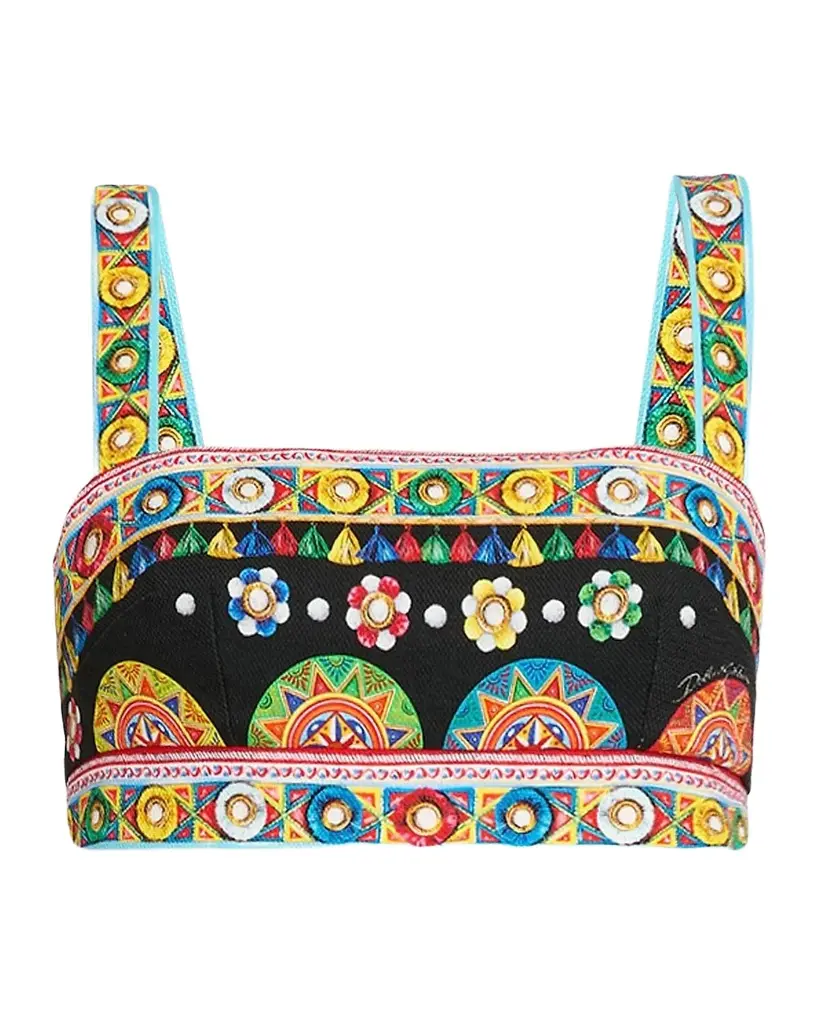 Dolce & Gabbana Geometric Stretch-Cotton Crop Top