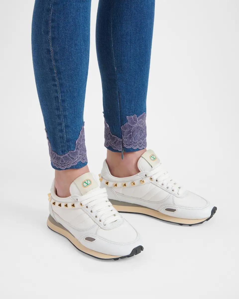 Valentino Garavani Rockstud Nylon and Leather Low-Top Sneakers | Thumbnail 2 Valentino Garavani Rockstud Nylon and Leather Low-Top Sneakers | Thumbnail 2