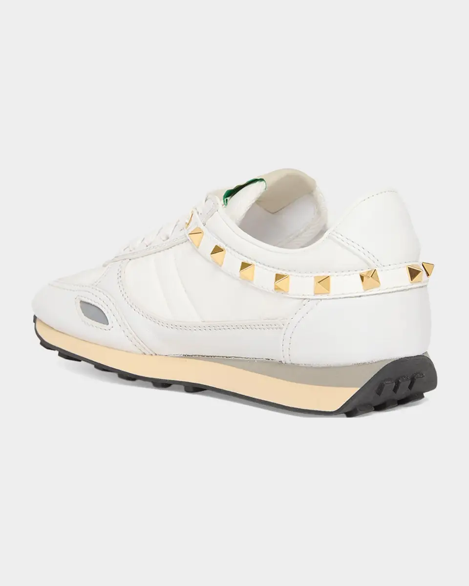Valentino Garavani Rockstud Nylon and Leather Low-Top Sneakers | Thumbnail 4 Valentino Garavani Rockstud Nylon and Leather Low-Top Sneakers | Thumbnail 4