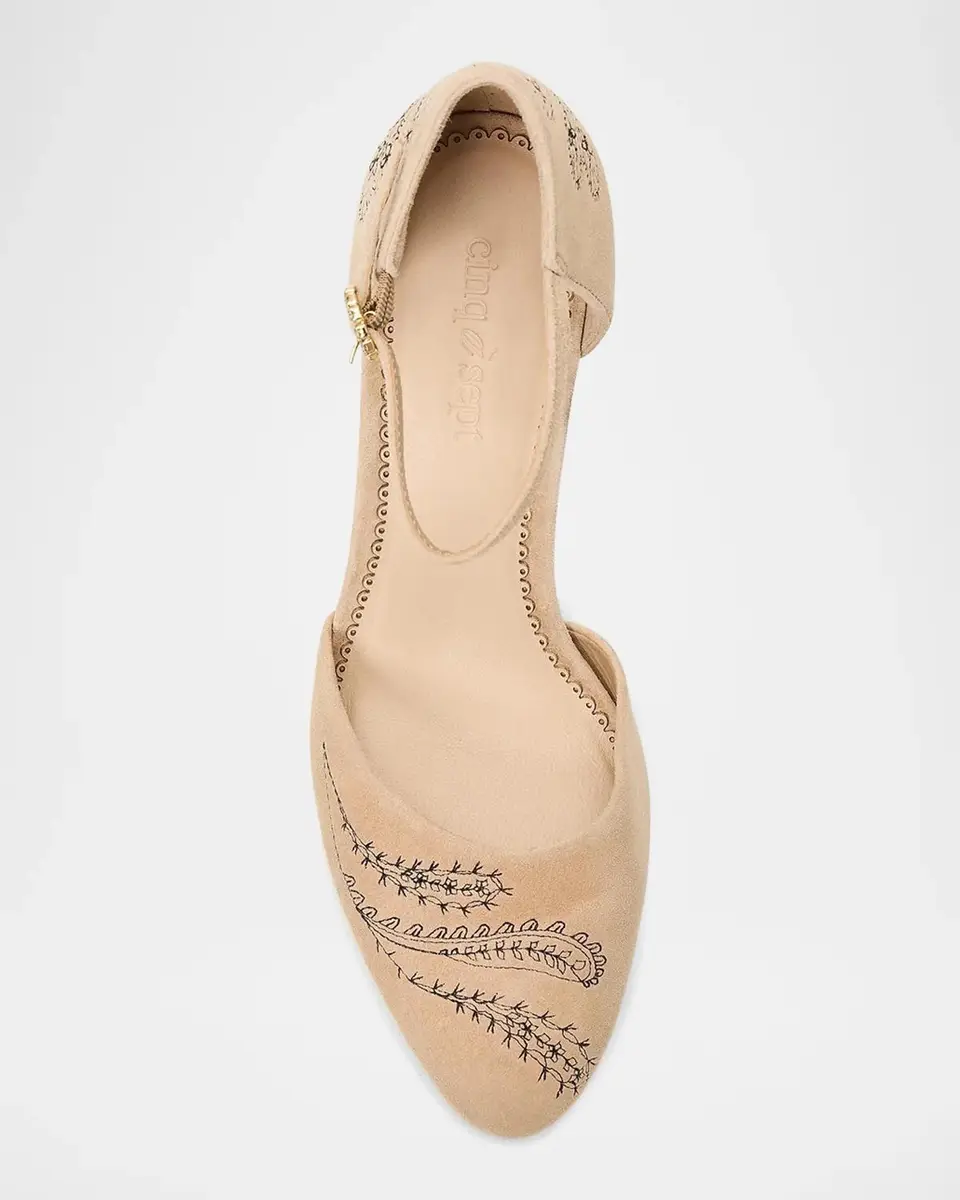 Cinq à Sept Mariana 80MM Embroidered Suede Pumps | Thumbnail 4 Cinq à Sept Mariana 80MM Embroidered Suede Pumps | Thumbnail 4