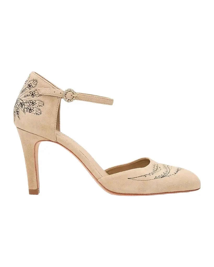 Cinq à Sept Mariana 80MM Embroidered Suede Pumps