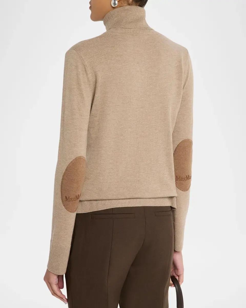 Max Mara Elbow-Patch Wool Turtleneck Sweater | Thumbnail 3 Max Mara Elbow-Patch Wool Turtleneck Sweater | Thumbnail 3