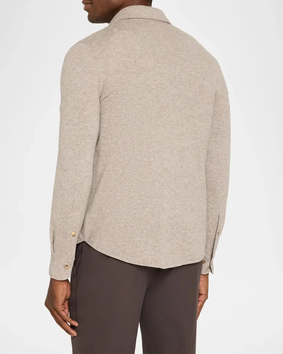Brunello Cucinelli Men's Wool Melange Knit Overshirt | Thumbnail 3 Brunello Cucinelli Men's Wool Melange Knit Overshirt | Thumbnail 3