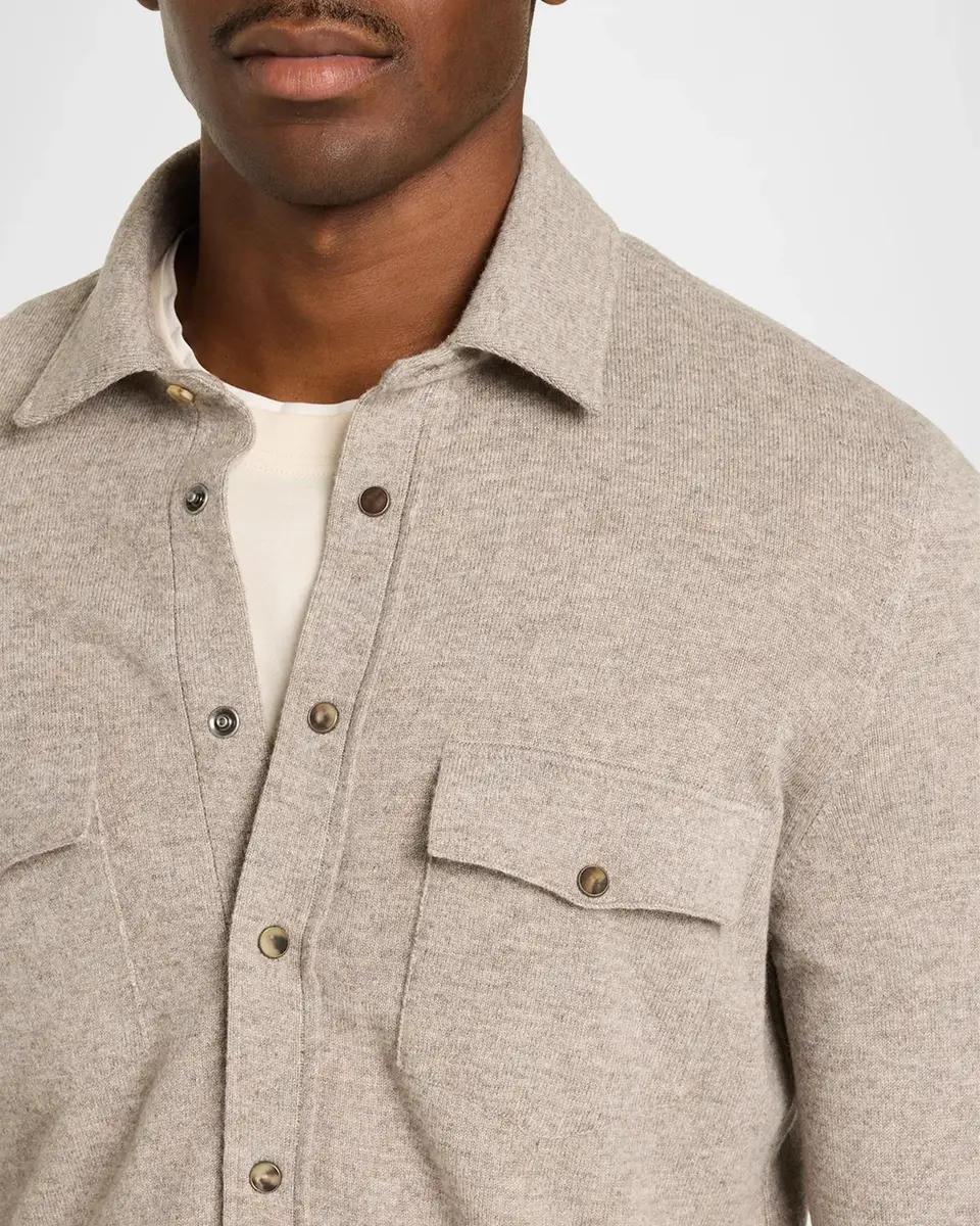 Brunello Cucinelli Men's Wool Melange Knit Overshirt | Thumbnail 5 Brunello Cucinelli Men's Wool Melange Knit Overshirt | Thumbnail 5