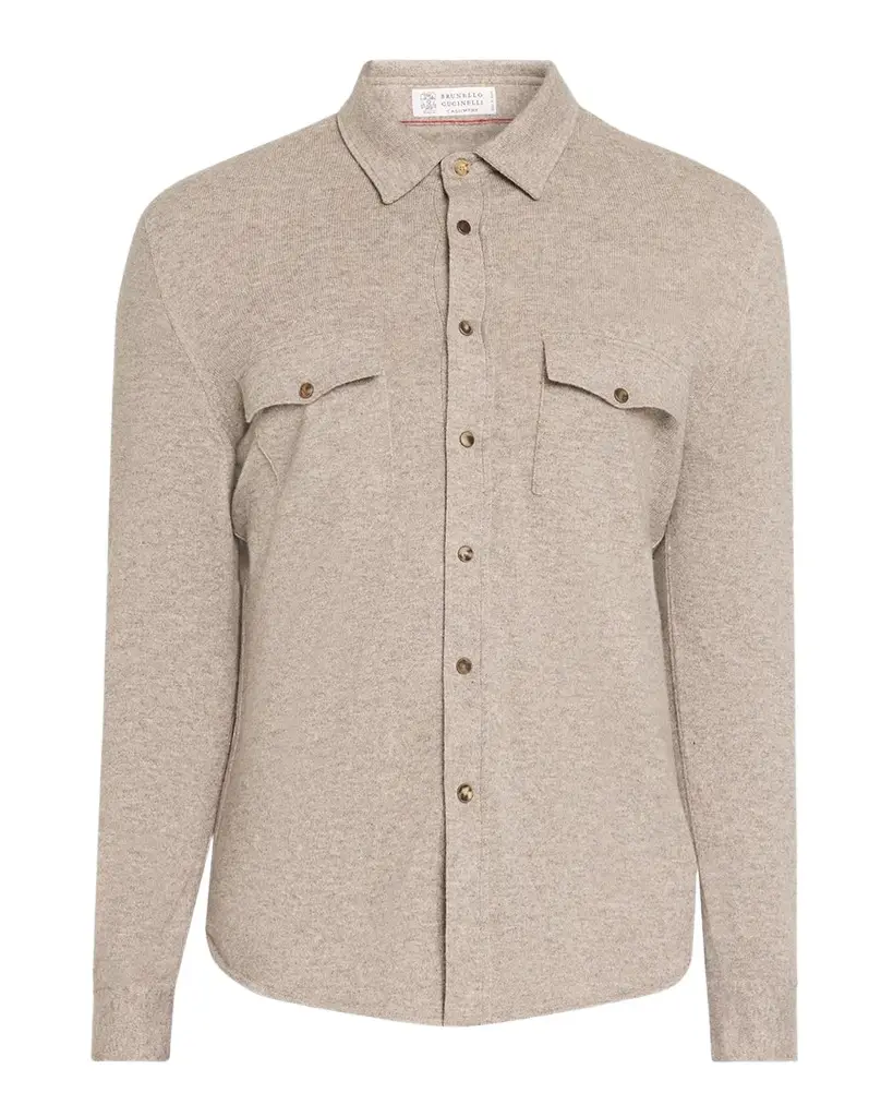 Brunello Cucinelli Men's Wool Melange Knit Overshirt