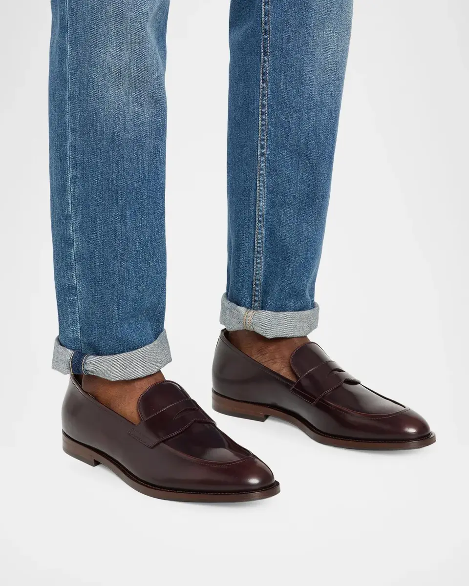 Brunello Cucinelli Men's Leather Penny Loafers | Thumbnail 2 Brunello Cucinelli Men's Leather Penny Loafers | Thumbnail 2