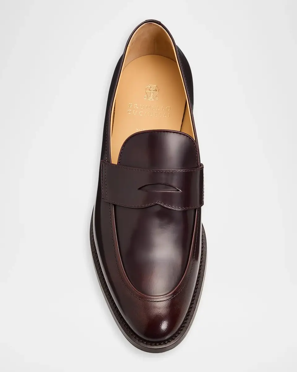 Brunello Cucinelli Men's Leather Penny Loafers | Thumbnail 5 Brunello Cucinelli Men's Leather Penny Loafers | Thumbnail 5