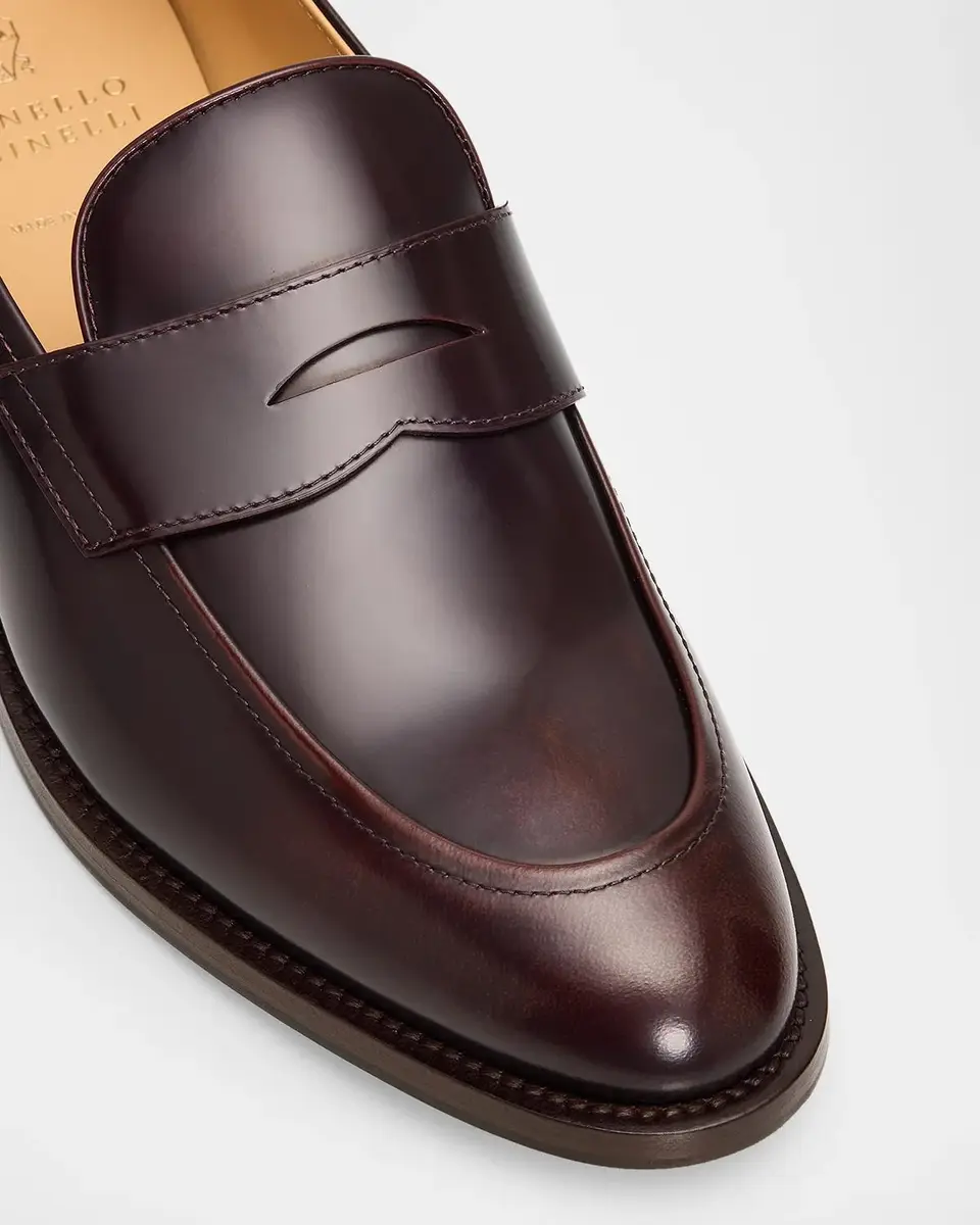 Brunello Cucinelli Men's Leather Penny Loafers | Thumbnail 6 Brunello Cucinelli Men's Leather Penny Loafers | Thumbnail 6