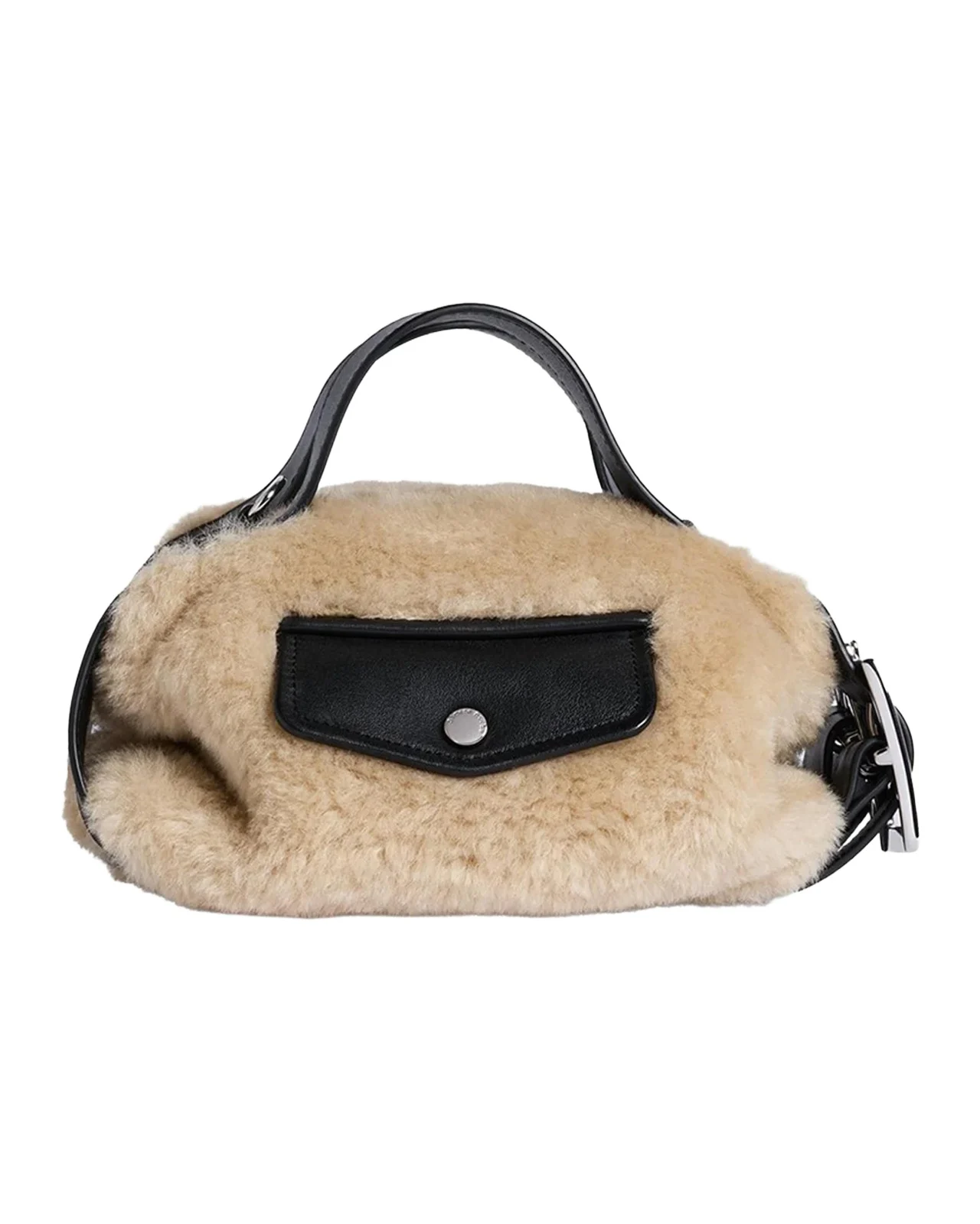 Mini Leather-Trim Faux Fur Shoulder Bag Mini Leather-Trim Faux Fur Shoulder Bag