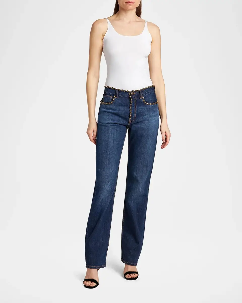 Etro Mid-Rise Studded Straight-Leg Jeans | Thumbnail 2 Etro Mid-Rise Studded Straight-Leg Jeans | Thumbnail 2