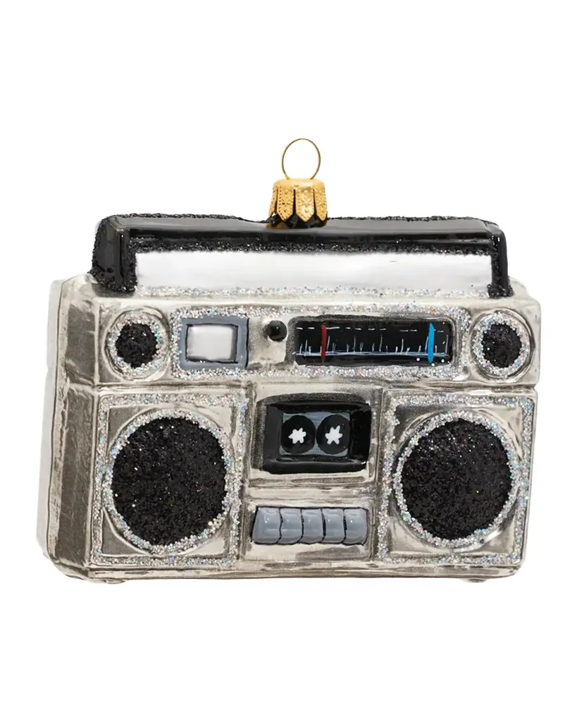 Impuls Retro Boombox Glass Ornament