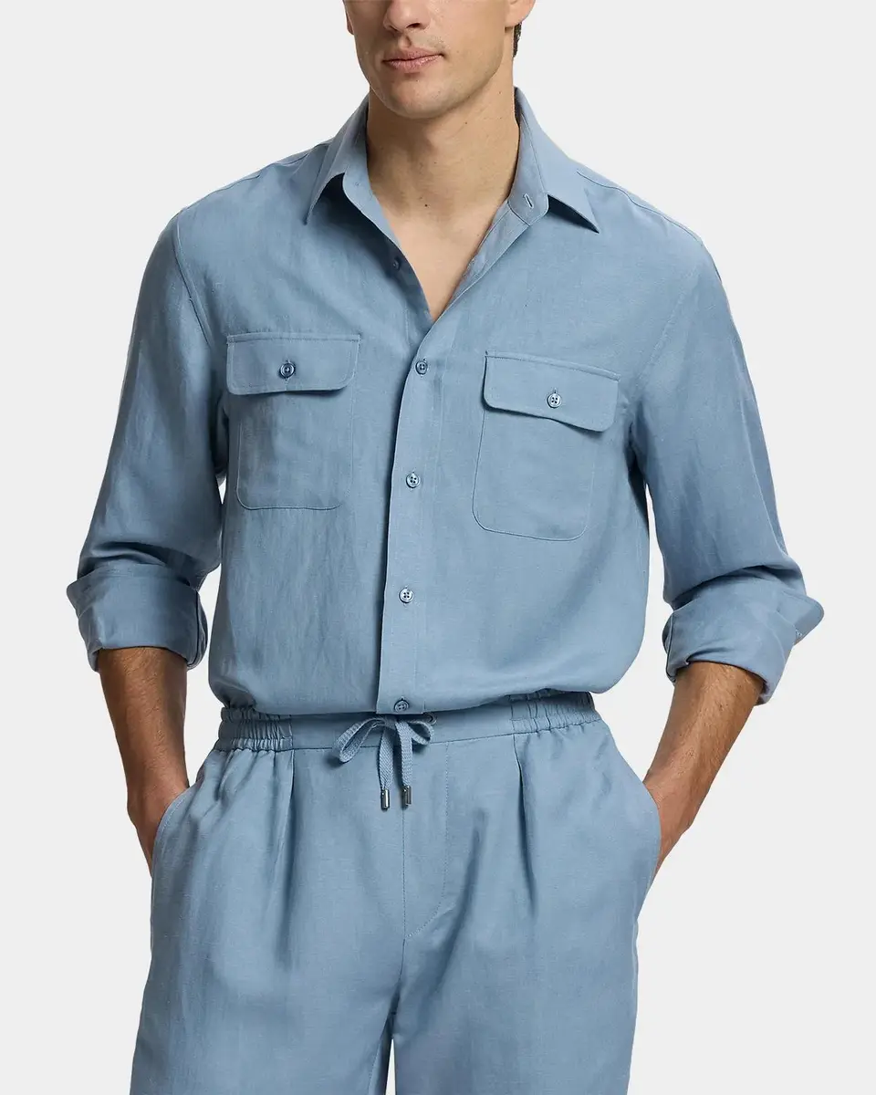 Ralph Lauren Men's Silk-Linen Button-Front Shirt | Thumbnail 4 Ralph Lauren Men's Silk-Linen Button-Front Shirt | Thumbnail 4