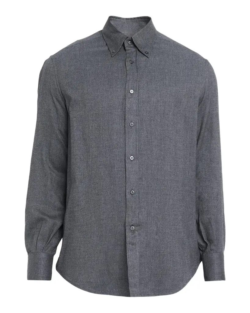 Brunello Cucinelli Men's Flannel Chevron Button-Down Shirt