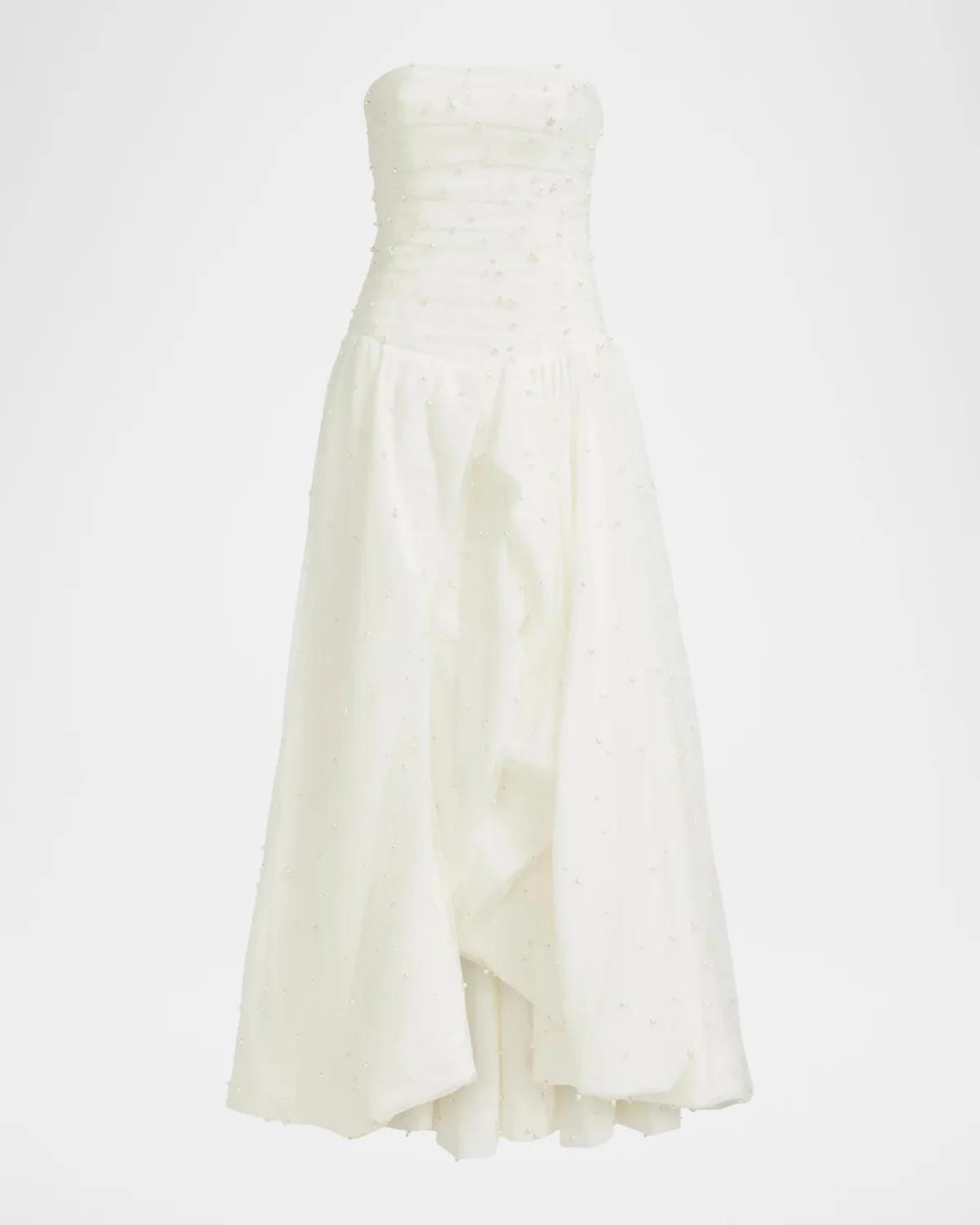 Aje Juniper Strapless Tulle Overlay Gown