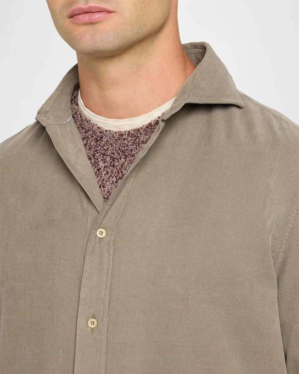 Brunello Cucinelli Men's Corduroy Button-Front Shirt | Thumbnail 5 Brunello Cucinelli Men's Corduroy Button-Front Shirt | Thumbnail 5