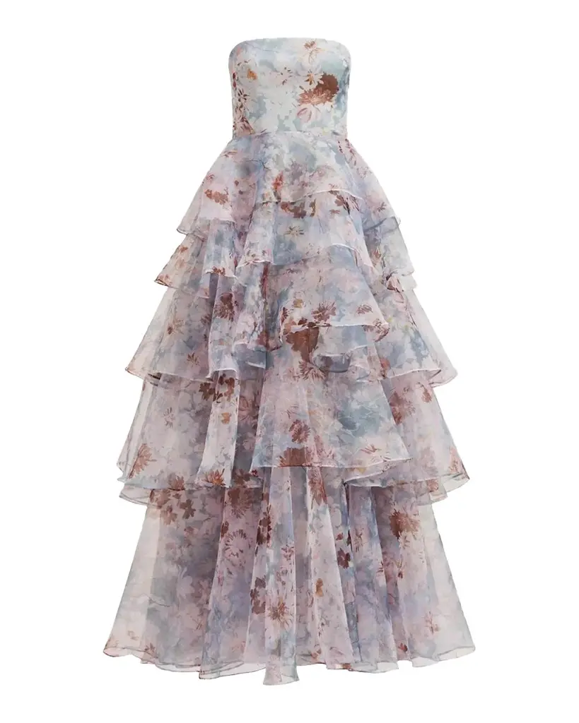 Gabriella Strapless Tiered Ruffle Gown