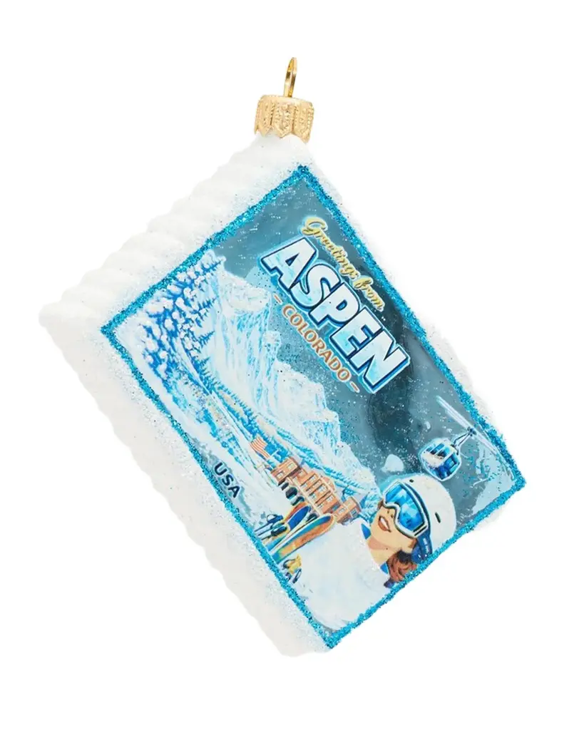 Aspen Colorado Postcard Glass Ornament