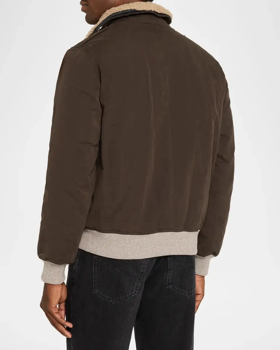 Brunello Cucinelli Men's Water-Resistant Shearling-Lined Bomber Jacket | Thumbnail 3 Brunello Cucinelli Men's Water-Resistant Shearling-Lined Bomber Jacket | Thumbnail 3