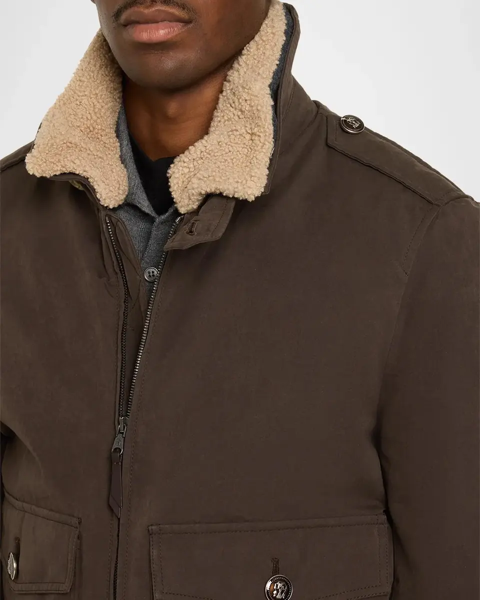 Brunello Cucinelli Men's Water-Resistant Shearling-Lined Bomber Jacket | Thumbnail 5 Brunello Cucinelli Men's Water-Resistant Shearling-Lined Bomber Jacket | Thumbnail 5