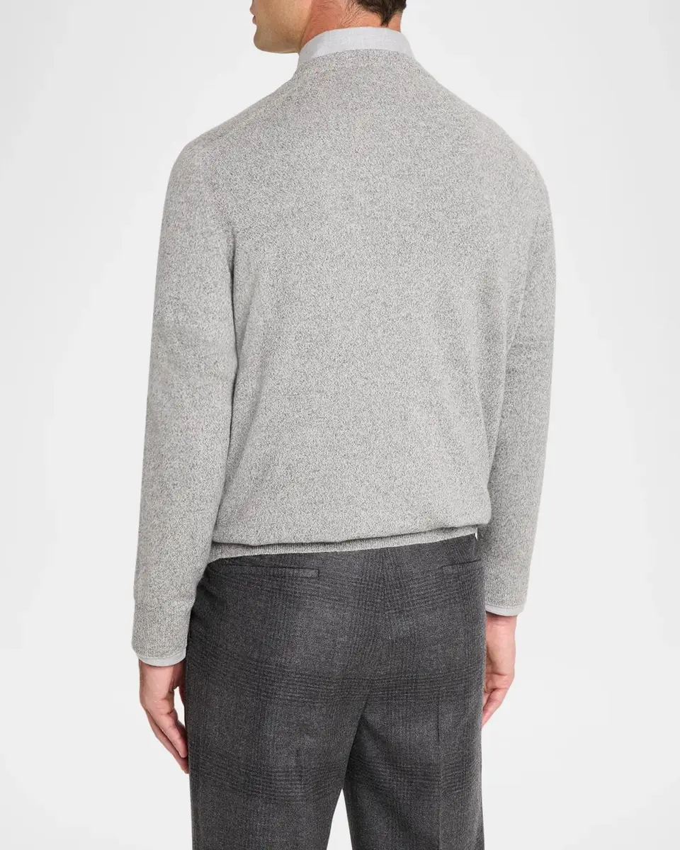 Brunello Cucinelli Men's Wool Melange V-Neck Sweater | Thumbnail 3 Brunello Cucinelli Men's Wool Melange V-Neck Sweater | Thumbnail 3