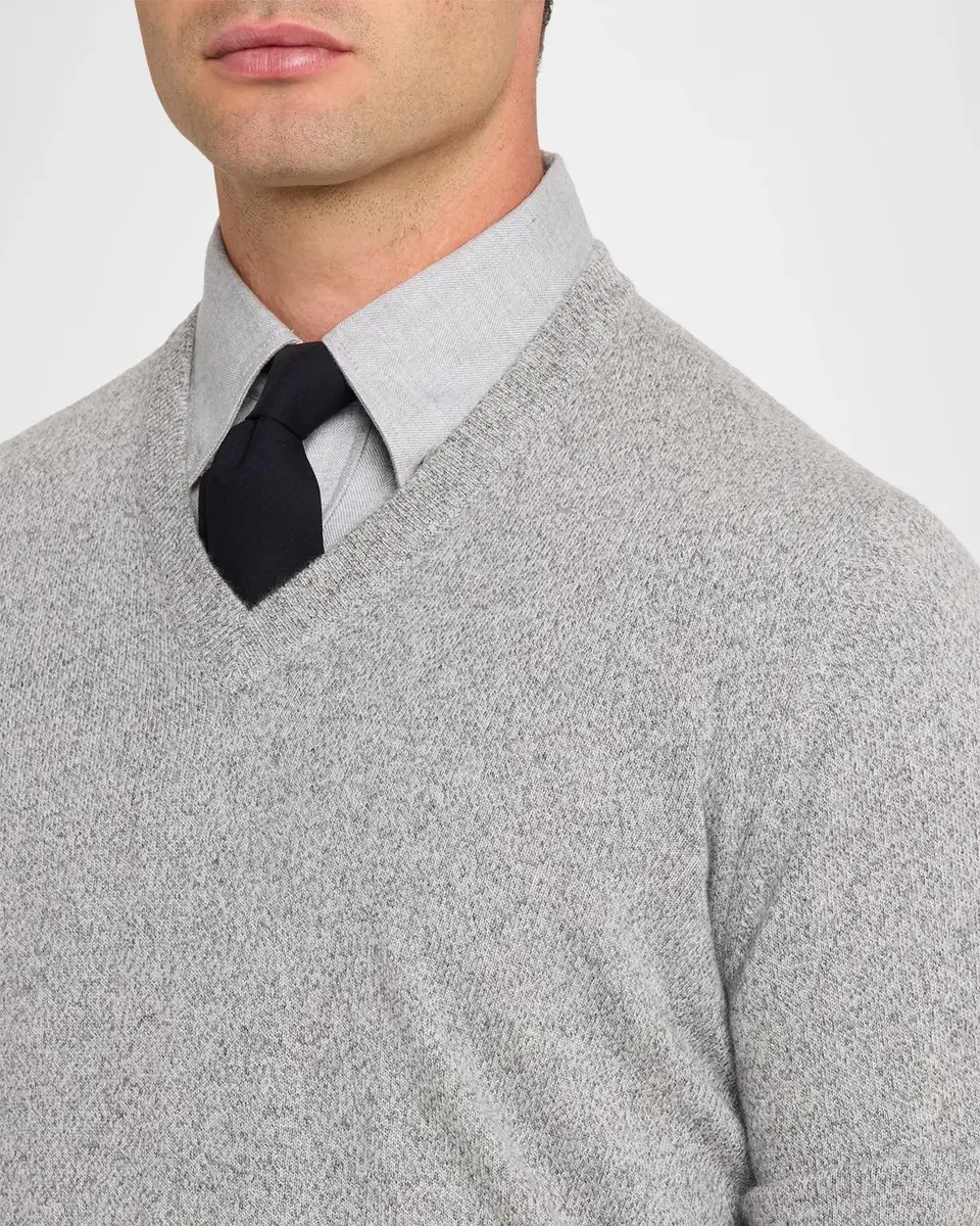 Brunello Cucinelli Men's Wool Melange V-Neck Sweater | Thumbnail 5 Brunello Cucinelli Men's Wool Melange V-Neck Sweater | Thumbnail 5