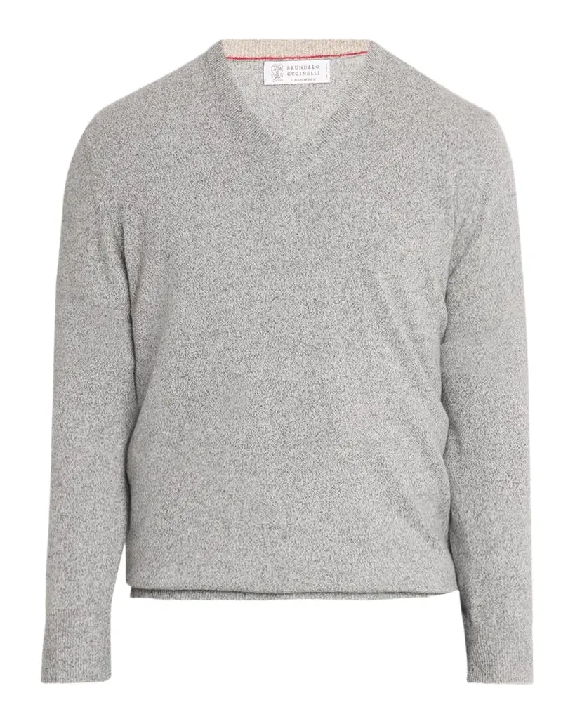Brunello Cucinelli Men's Wool Melange V-Neck Sweater