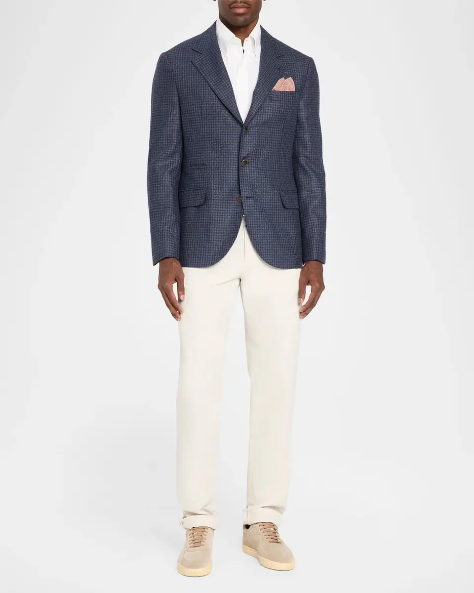Brunello Cucinelli Men's Wool-Cashmere Houndstooth Suit Jacket | Thumbnail 2 Brunello Cucinelli Men's Wool-Cashmere Houndstooth Suit Jacket | Thumbnail 2