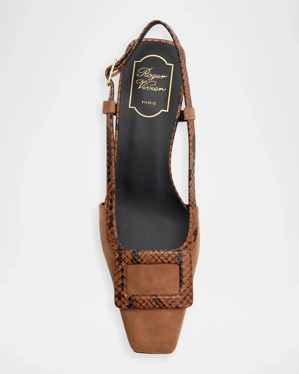 Roger Vivier Belle Vivier 45MM Suede Slingback Pumps | Thumbnail 6 Roger Vivier Belle Vivier 45MM Suede Slingback Pumps | Thumbnail 6