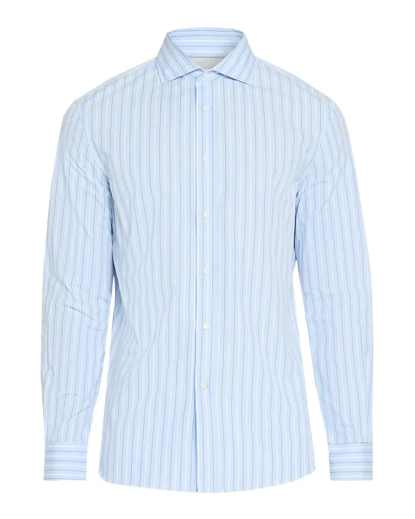 Brunello Cucinelli Men's Double-Stripe Cotton Dress Shirt