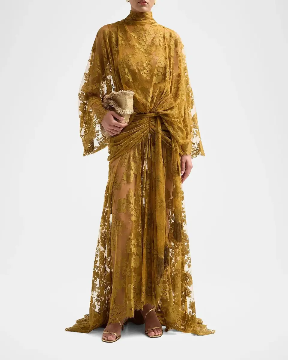 Zimmermann Ascent Ruched Lace Batwing Gown | Thumbnail 2 Zimmermann Ascent Ruched Lace Batwing Gown | Thumbnail 2