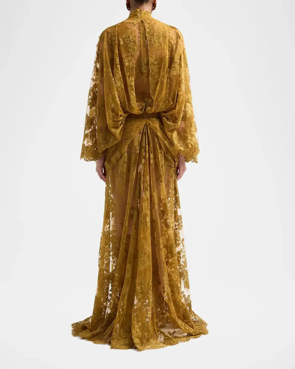 Zimmermann Ascent Ruched Lace Batwing Gown | Thumbnail 3 Zimmermann Ascent Ruched Lace Batwing Gown | Thumbnail 3