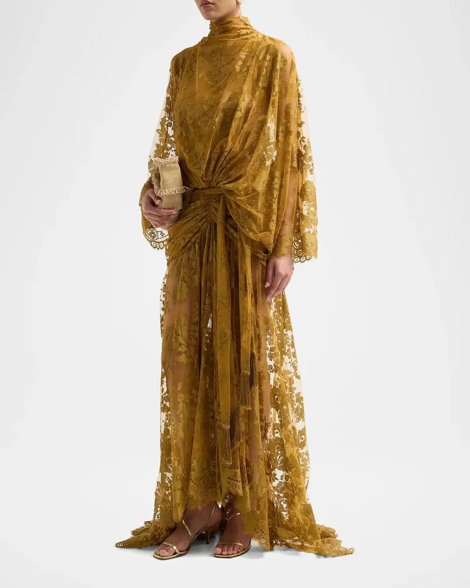 Zimmermann Ascent Ruched Lace Batwing Gown | Thumbnail 4 Zimmermann Ascent Ruched Lace Batwing Gown | Thumbnail 4