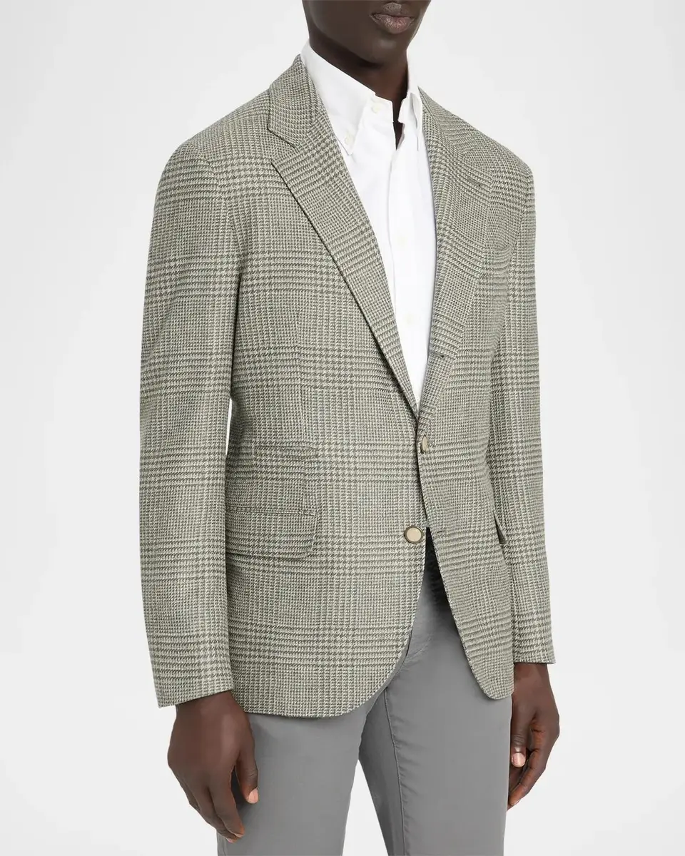 Brunello Cucinelli Men's Glen Plaid Single-Breasted Sport Coat | Thumbnail 4 Brunello Cucinelli Men's Glen Plaid Single-Breasted Sport Coat | Thumbnail 4
