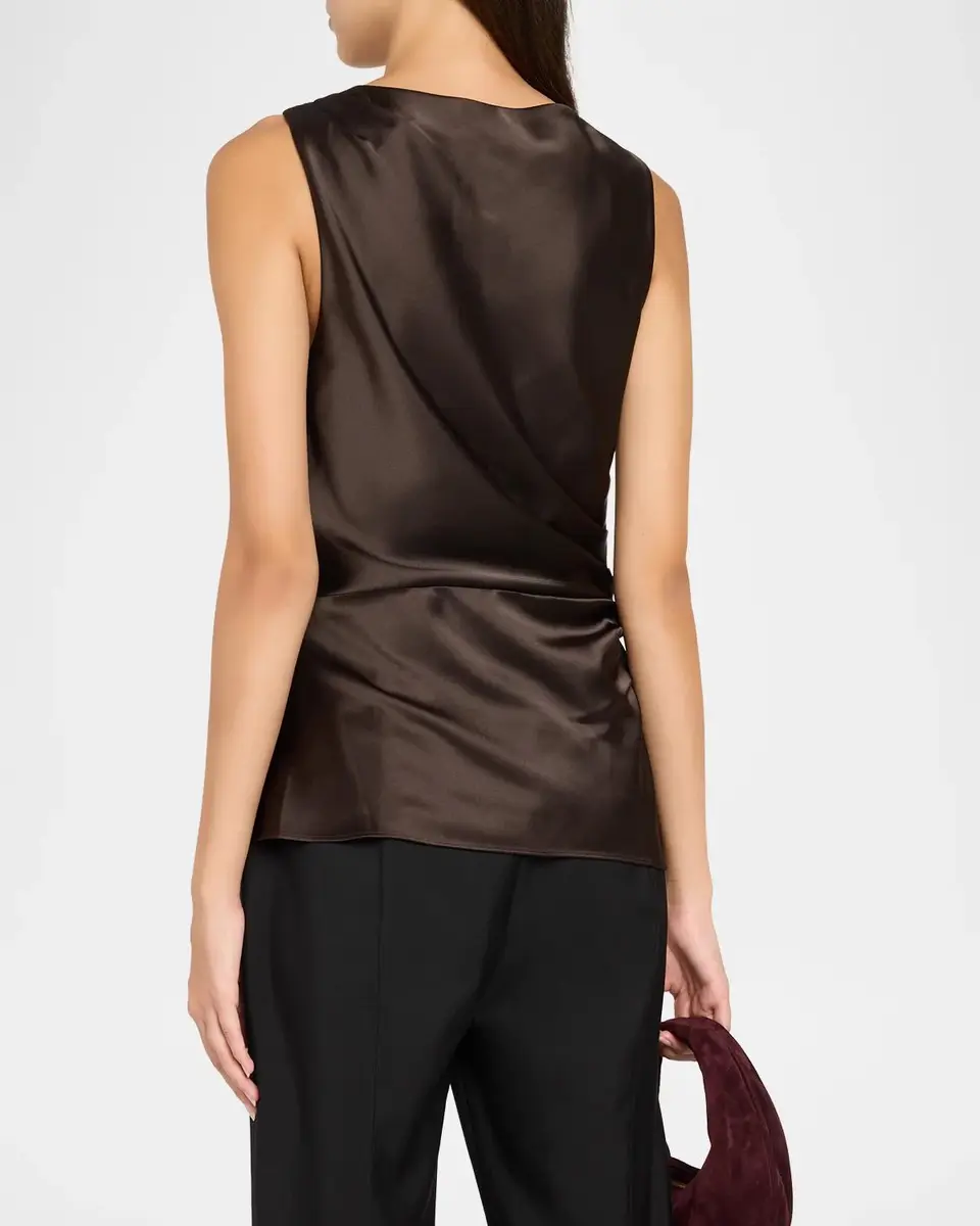 TANYA TAYLOR Sasha Draped Satin Top | Thumbnail 3