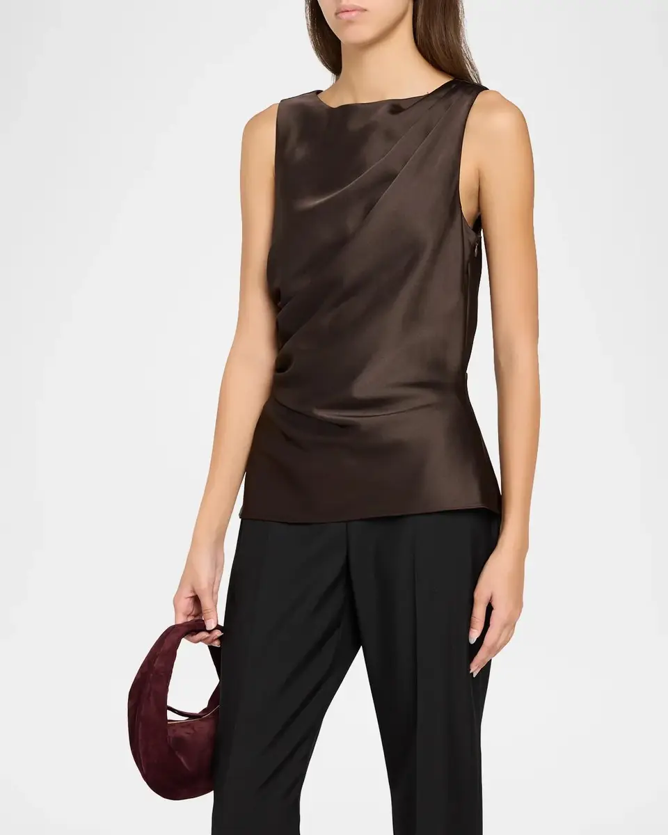 TANYA TAYLOR Sasha Draped Satin Top | Thumbnail 4
