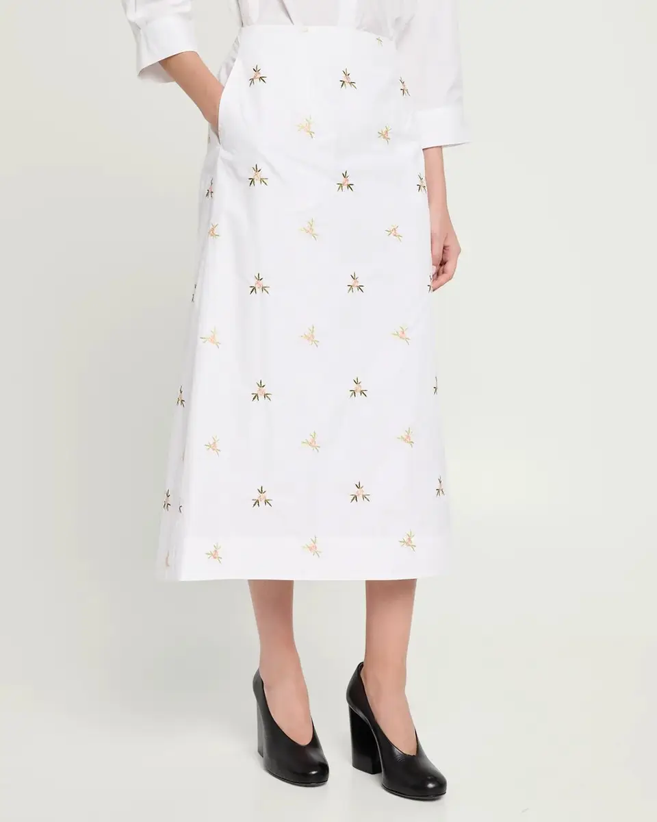 Simone Rocha Ripple Rose Embroidered A-Line Midi Skirt | Thumbnail 4 Simone Rocha Ripple Rose Embroidered A-Line Midi Skirt | Thumbnail 4