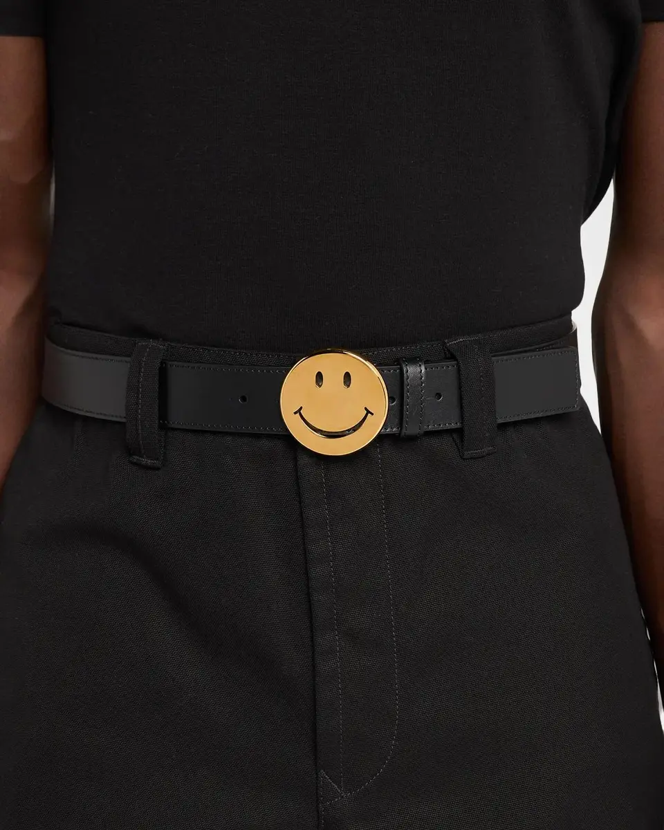 MOSCHINO Men's Smiley Leather Belt | Thumbnail 2 MOSCHINO Men's Smiley Leather Belt | Thumbnail 2