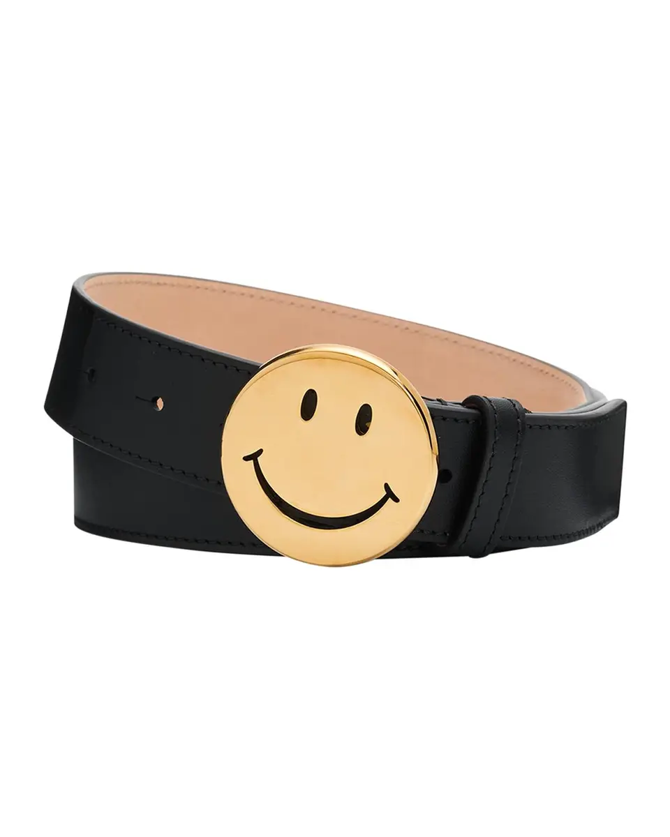 MOSCHINO Men's Smiley Leather Belt | Thumbnail 3 MOSCHINO Men's Smiley Leather Belt | Thumbnail 3