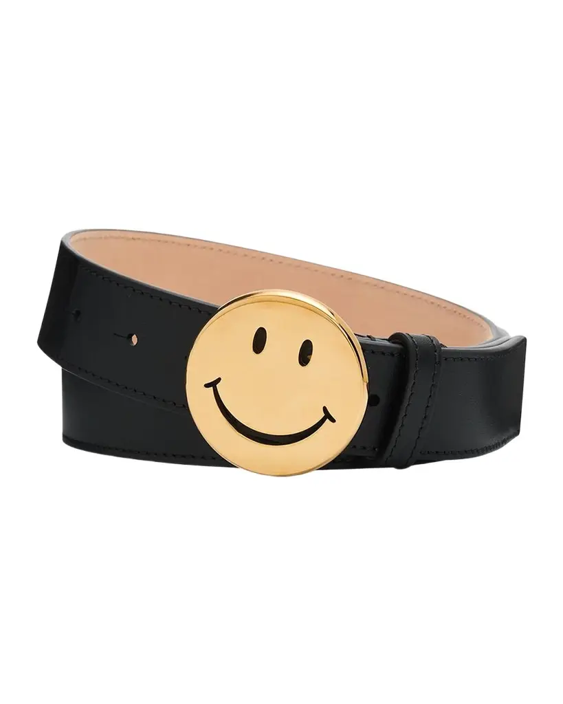 MOSCHINO Men's Smiley Leather Belt