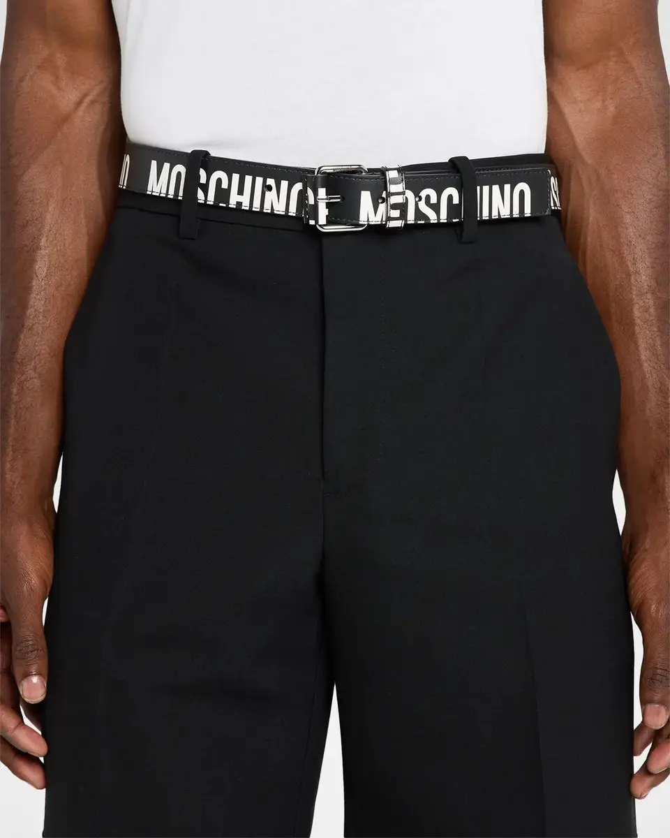 MOSCHINO Men's Logo-Print Leather Belt | Thumbnail 2 MOSCHINO Men's Logo-Print Leather Belt | Thumbnail 2