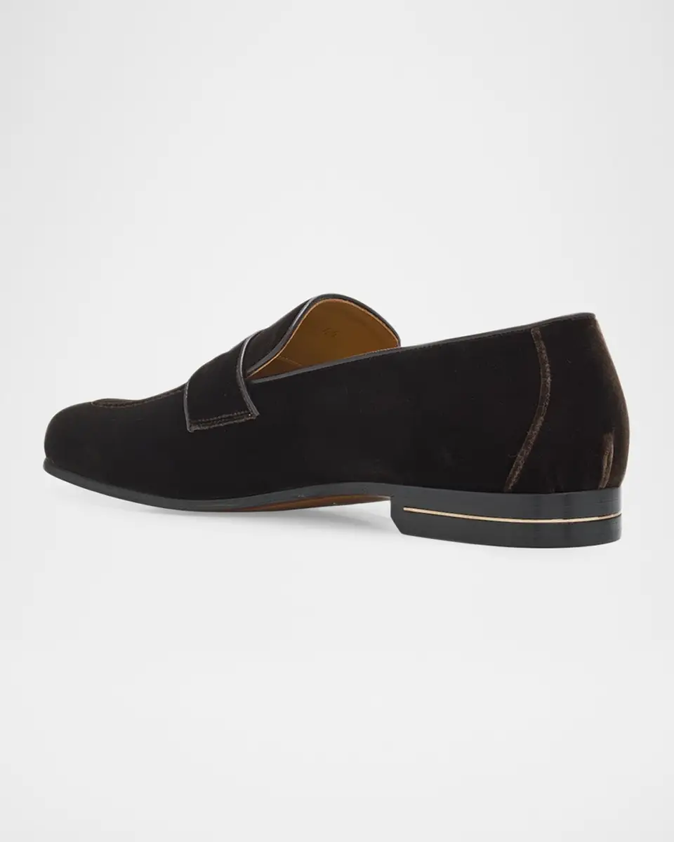 Tom Ford Men's Velvet Apron-Toe Penny Loafers | Thumbnail 4 Tom Ford Men's Velvet Apron-Toe Penny Loafers | Thumbnail 4