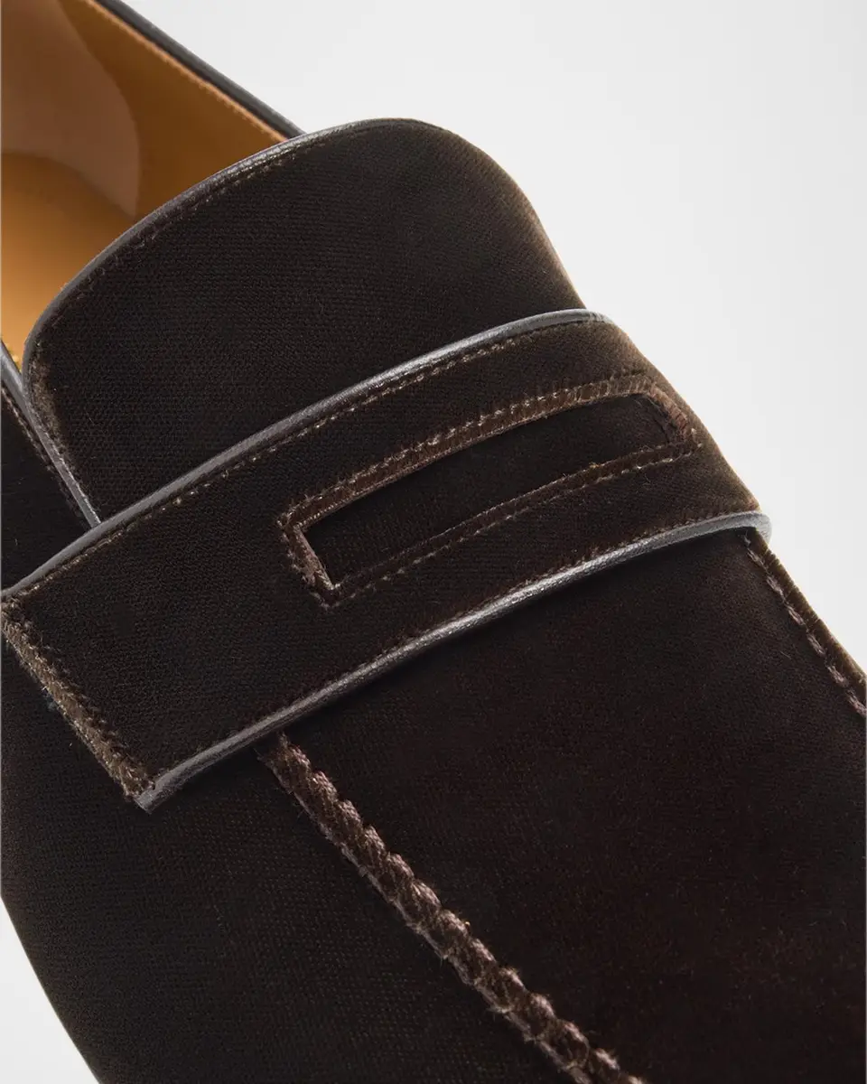 Tom Ford Men's Velvet Apron-Toe Penny Loafers | Thumbnail 5 Tom Ford Men's Velvet Apron-Toe Penny Loafers | Thumbnail 5