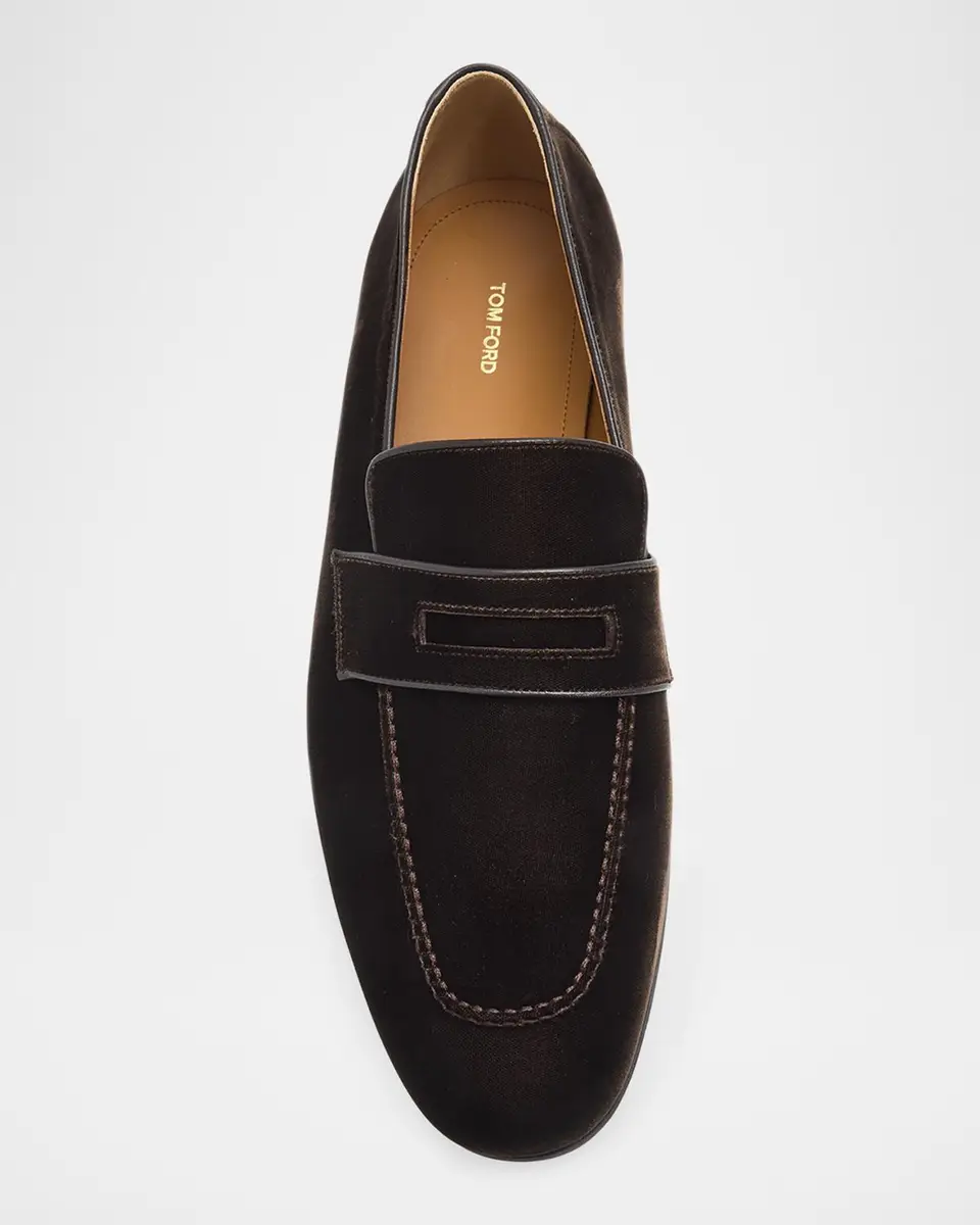 Tom Ford Men's Velvet Apron-Toe Penny Loafers | Thumbnail 6 Tom Ford Men's Velvet Apron-Toe Penny Loafers | Thumbnail 6
